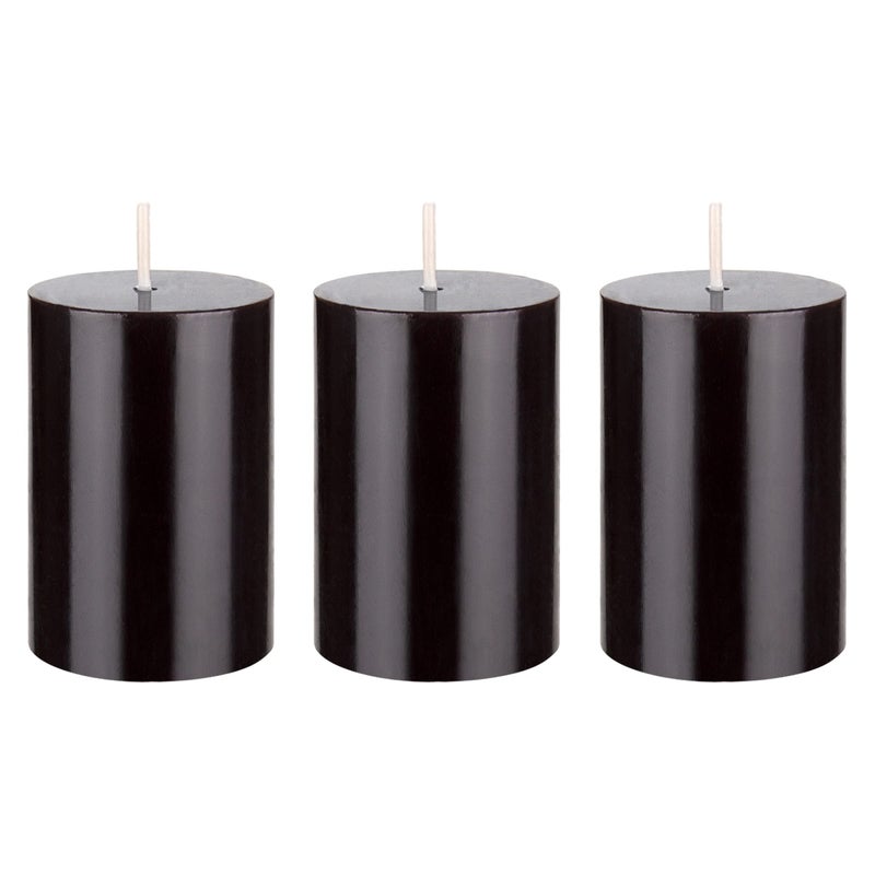 Mega Candles 3 pcs Unscented Solid Black Pillar Candles, Hand Poured Premium Wax Candle 2 Inch x 3 Inch, Home DÃ©cor, Spas, Weddings, Occasions, Party, Centerpieces, Holidays, Vigils, Prayers - Image 1